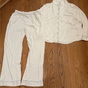 Cozy Earth Bamboo Pajama Set – Ivory/Cream | Size L | Button-Up Top & Pants
